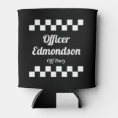 Politiebeambte in dienst van Duty Fun Black en Whi Blikjeskoeler (Voorkant)