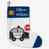 Politiebeambte kleine jongen en Kind auto Kleine Kerstsok (Voorkant)