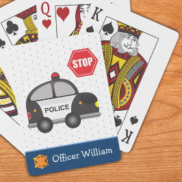 Politiebeambte kleine jongen en Kind auto Pokerkaarten