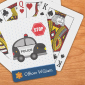 Politiebeambte kleine jongen en Kind auto Pokerkaarten