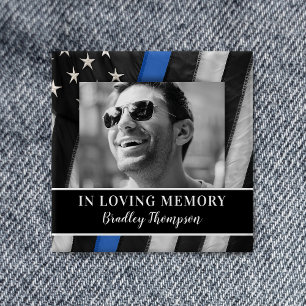 Politiebeambte Memorial Funeral Vierkante Button 5,1 Cm