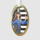 Politiebeambte met blauwe lijn ornament (voorkant)