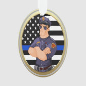 Politiebeambte met blauwe lijn ornament (voorkant)