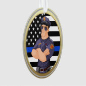 Politiebeambte met blauwe lijn ornament (voorkant)