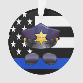 Politiebeambte met blauwe lijn ornament