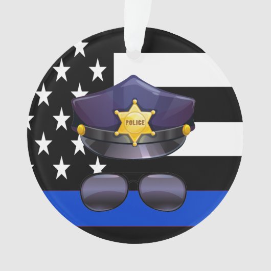 Politiebeambte met blauwe lijn ornament (voorkant)