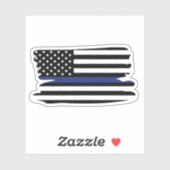 Politiebeambte met blauwe lijnvlag sticker (Vel)