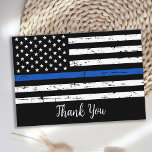 Politiebeambte met een blauwe lijn bedankkaart<br><div class="desc">Dunne Blauwe Lijn Politie Dank u Kaart - Amerikaanse vlag in Politie Vlagkleuren, verdrietig ontwerp. Deze politie dank u is perfect om een politieagent, of politieafdelingen te danken. Personaliseer de binnenkant met je persoonlijke boodschap aan je favoriete politieagent of wetshandhavingsafdeling. COPYRIGHT © 2020 Judy Burrows, Black Dog Art - Alle...</div>