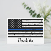 Politiebeambte met een blauwe lijn bedankkaart (Staand voorkant)