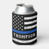 Politiebeambte met een blauwe lijn blikjeskoeler (Blikje Voorkant)
