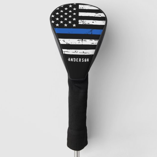 Politiebeambte met een blauwe lijn golfheadcover (Voorkant)