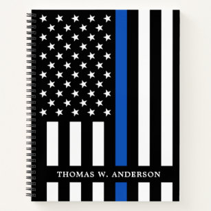 Politiebeambte met een blauwe lijn notitieboek