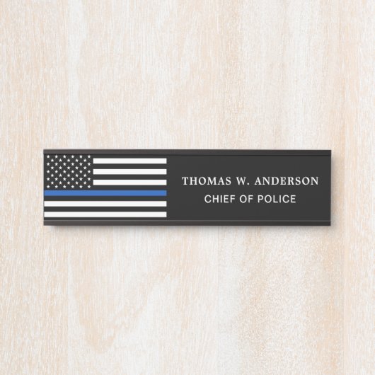 Politiebeambte met Thin Blue Line Name Deurbordje (Voorkant)