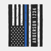 Politiebeambte persoonlijke badge Thin Blue Line Fleece Deken (Voorkant)