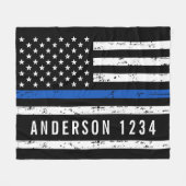 Politiebeambte persoonlijke badge Thin Blue Line Fleece Deken (Voorkant (Horizontaal))