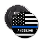 Politiebeambte persoonlijke moderne dun blauwe lij button flesopener (Voorkant)