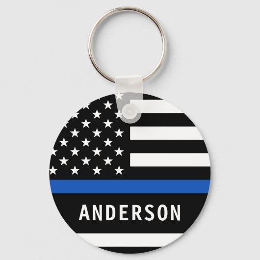 Politiebeambte persoonlijke moderne dun blauwe lij sleutelhanger (Voorkant)