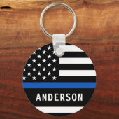 Politiebeambte persoonlijke moderne dun blauwe lij sleutelhanger (Voorkant)