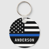 Politiebeambte persoonlijke moderne dun blauwe lij sleutelhanger (Achterkant)