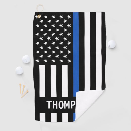 Politiebeambte Persoonlijke naam in blauwe lijn Golfhanddoek (Insitu)