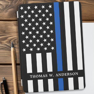 Politiebeambte Persoonlijke naam in blauwe lijn iPad Air Cover