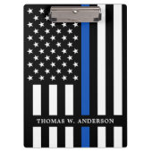 Politiebeambte Persoonlijke naam in blauwe lijn Klembord (Voorkant)