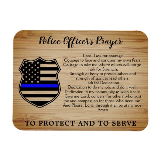 Politiebeambte Prayer Rustic Thin Blue Line Magneet (Horizontaal)
