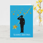 Politiebeambte Silhouette & Stars-kerstkaart Kaart (Gele Bloem)