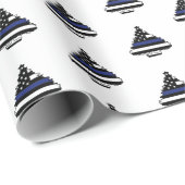 Politiebeambte Thin Blue Line-kerstboom Cadeaupapier (Rol Hoek)