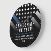 Politiebeambte van het jaar blauwe dun vlag grote klok (Hoek)