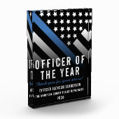 Politiebeambte van het jaar dun blauwe lijn vlag fotoblokken (Links)