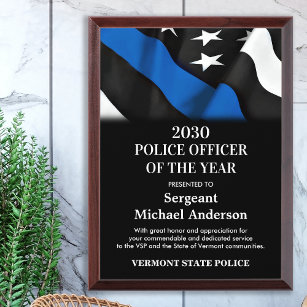 Politiebeambte van het jaar, gepersonaliseerde bla troffee gedenkplaat