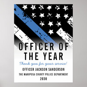 Politiebeambte van het Jaar Thin Blue Line Medewer Poster