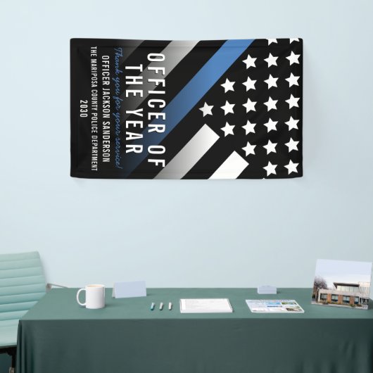 Politiebeambte van het Jaar Thin Blue Line Medewer Spandoek (Beurs)