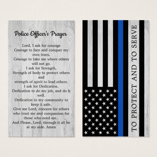 Politiebeambten beoefenen gedicht met een blauwe l visitekaartje (Voorkant /achterkant)