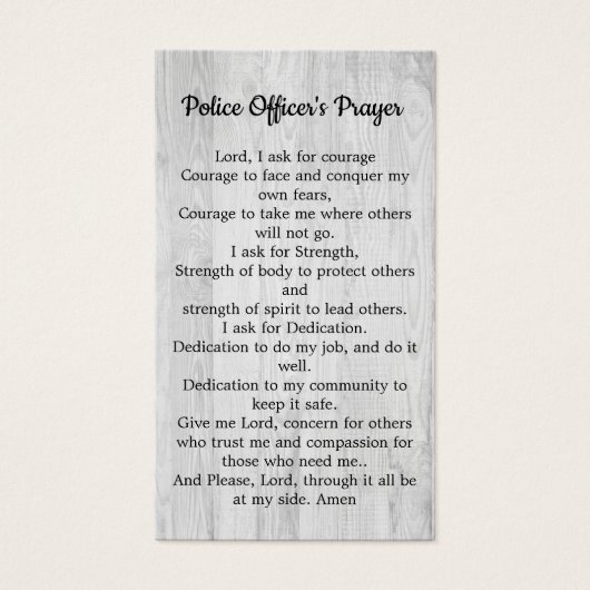 Politiebeambten beoefenen gedicht met een blauwe l visitekaartje (Voorkant)