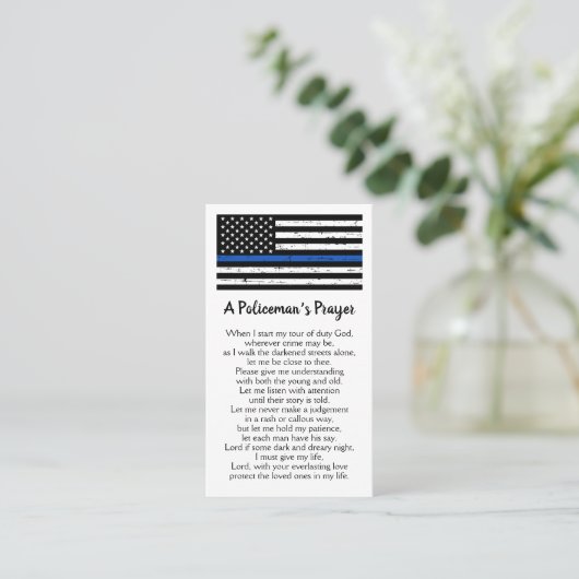 Politiebegeerder Thin Blue Line Visitekaartje (Staand voorkant)