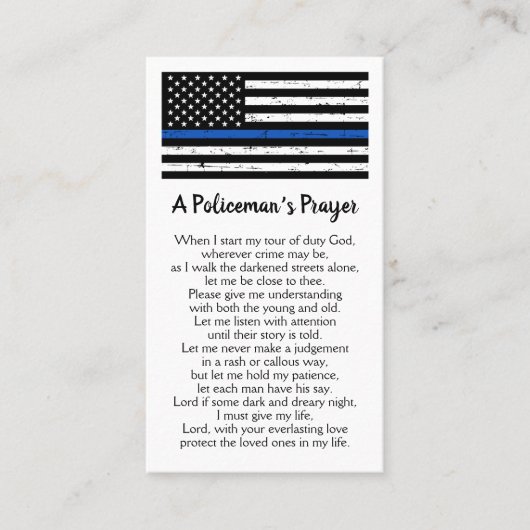 Politiebegeerder Thin Blue Line Visitekaartje (Voorkant)