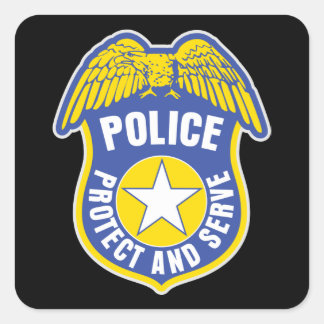 Politiebescherming en -dienstkaart vierkante sticker
