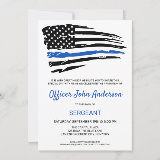 Politiebevorderende functionaris Thin Blue Line Pa Kaart (Voorkant)