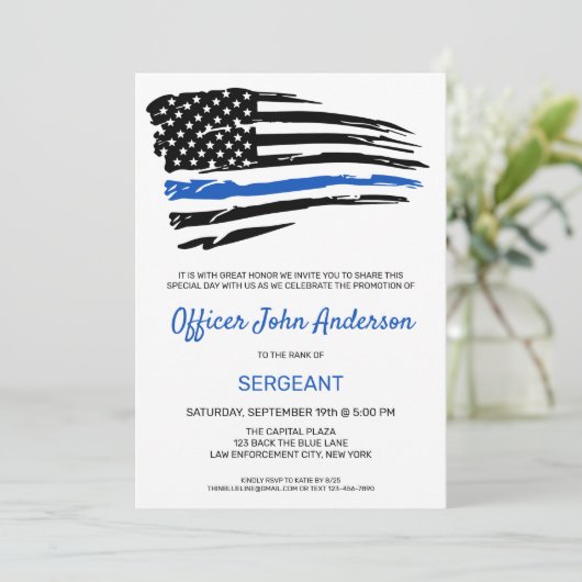 Politiebevorderende functionaris Thin Blue Line Pa Kaart (Staand voorkant)