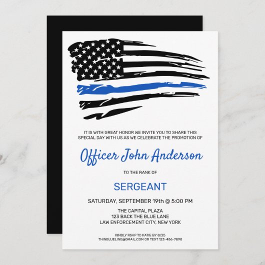 Politiebevorderende functionaris Thin Blue Line Pa Kaart (Voorkant / Achterkant)