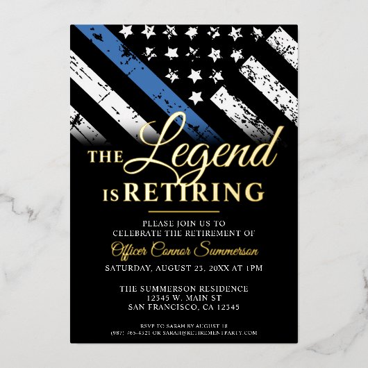 Politieblauwe lijn Vlaggenwet Handhavingsbevoegdhe Folie Uitnodiging (Voorkant)