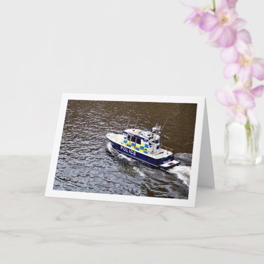 Politieboot op de Thames, Londen Kaart (Orchidee)