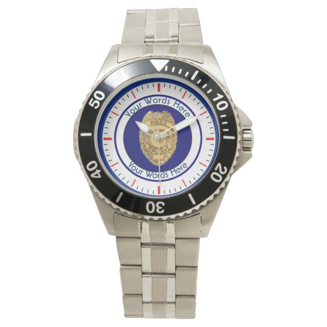 politiebrigadier Badge Custom Horloge (Voorkant)