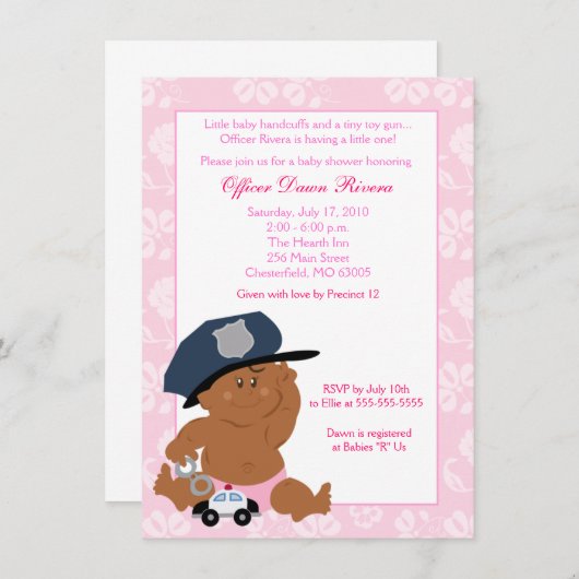 POLITIEBUREAU Cop Baby shower nodigt 5x7 uit Kaart (Voorkant / Achterkant)