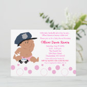 POLITIEBUREAU Cop GIRL Baby shower Uitnodiging 5x7 (Staand voorkant)