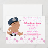 POLITIEBUREAU Cop GIRL Baby shower Uitnodiging 5x7 (Voorkant / Achterkant)