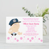 POLITIEBUREAU Cop GIRL Baby shower Uitnodiging 5x7 (Staand voorkant)
