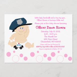 POLITIEBUREAU Cop GIRL Baby shower Uitnodiging 5x7